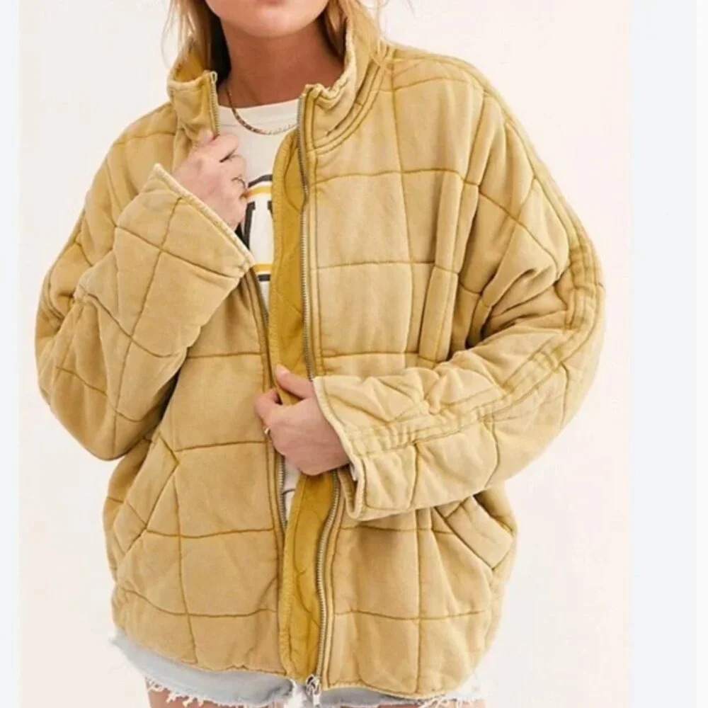 ✨ SALE✨NWD BEST Free People Dolman Quilted Knit Jacket - Pineapple Punch - Picture 1 of 7